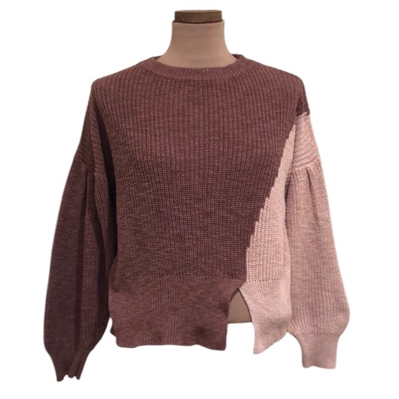 Anthropologie Skies Are Blue Sweater Size Medium Mauve Dusty Pink Puff Sleeve - Picture 1 of 11